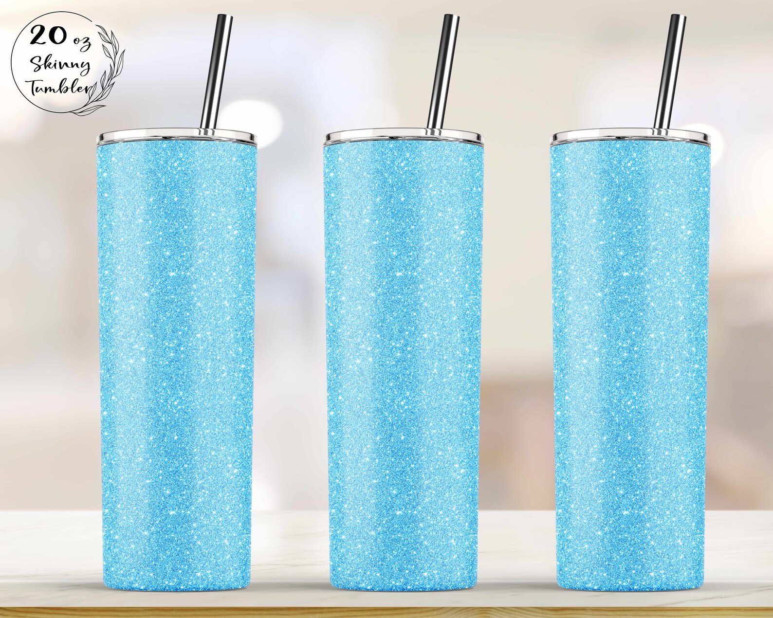 Blue Sky Glitter 20 Oz Skinny Tumbler Sublimation Designs Etsy