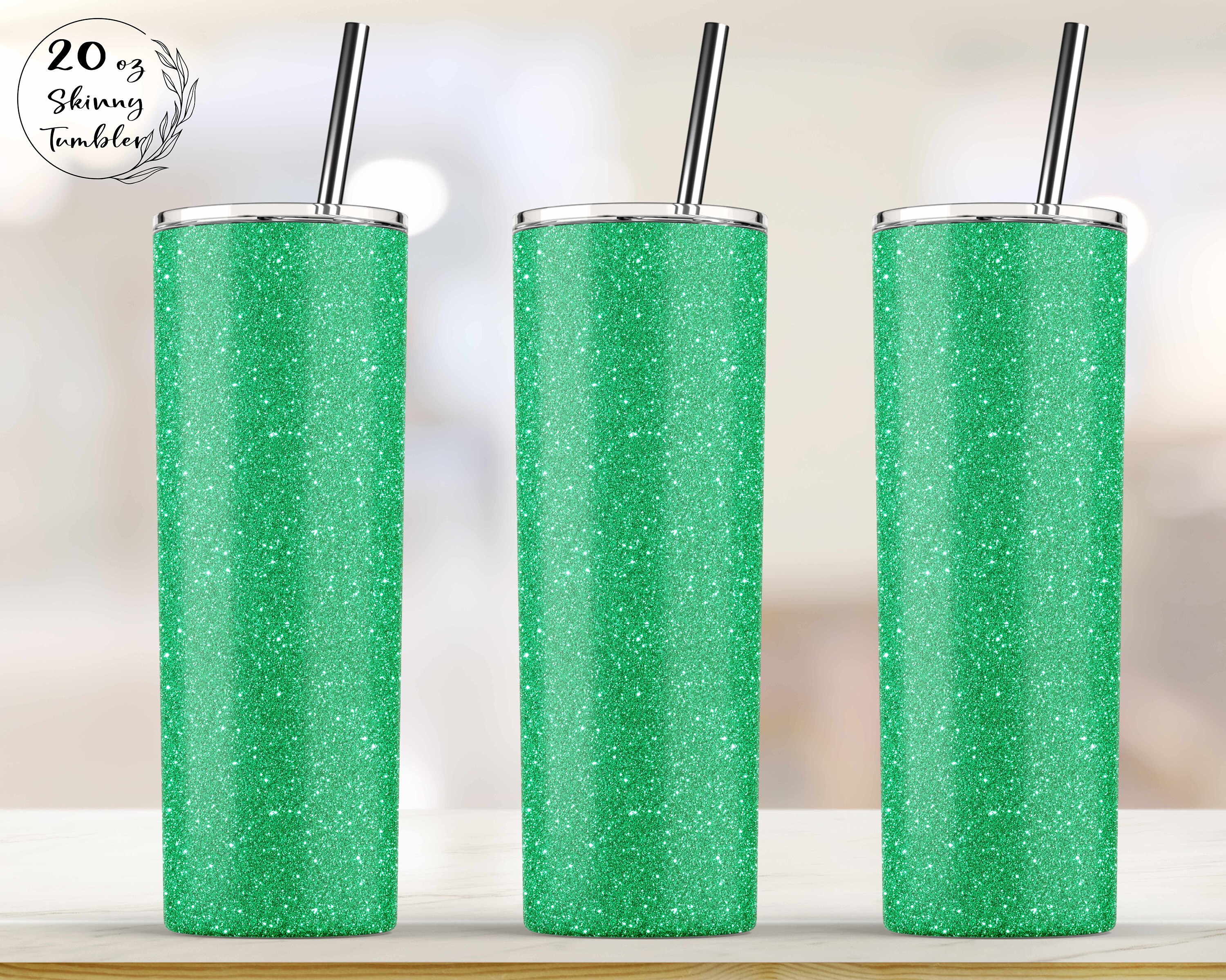 Green Glitter 20 Oz Skinny Tumbler Sublimation Designs Full Etsy