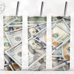 American 100 Dollar Bills | Money Tumbler | Sublimation Tumbler Designs, 20oz Skinny Tumbler Templates - PNG Digital Download
