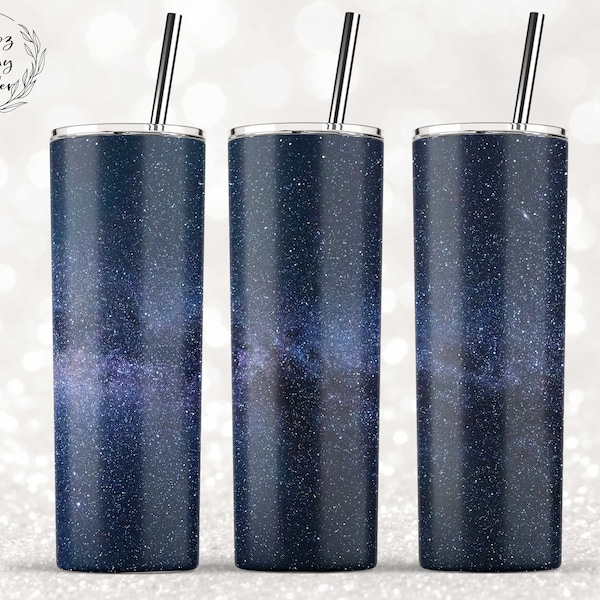 Starry Sky Tumbler, Black Night Sky, Night Photography Tumbler Sublimation Designs, 20 oz Skinny Tumbler Templates, PNG Digital Download