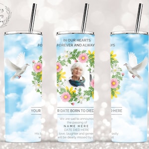Blue Sky In Loving Memory  | Rest In Peace Tumbler, 20oz Skinny Tumbler Sublimation Wrap Designs Template, PNG Digital Download