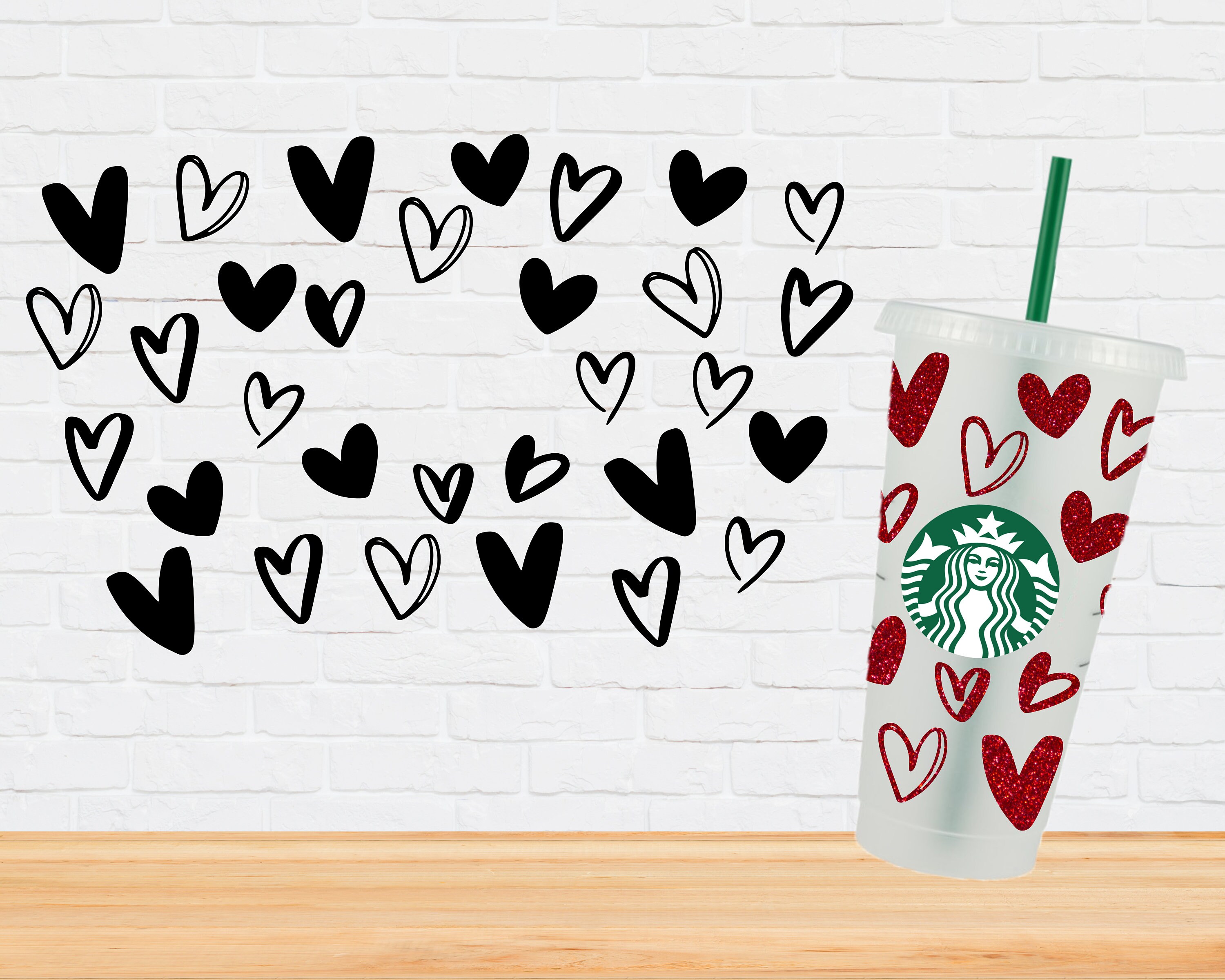 Valentine Sweet Hearts Wrap svg for Starbucks Cup Full wrap Etsy