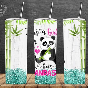 Sólo una chica que ama pandas, panda tumbler 20oz flaco tumbler sublimación diseños, directamente cónico tumbler wrap PNG archivo descarga digital