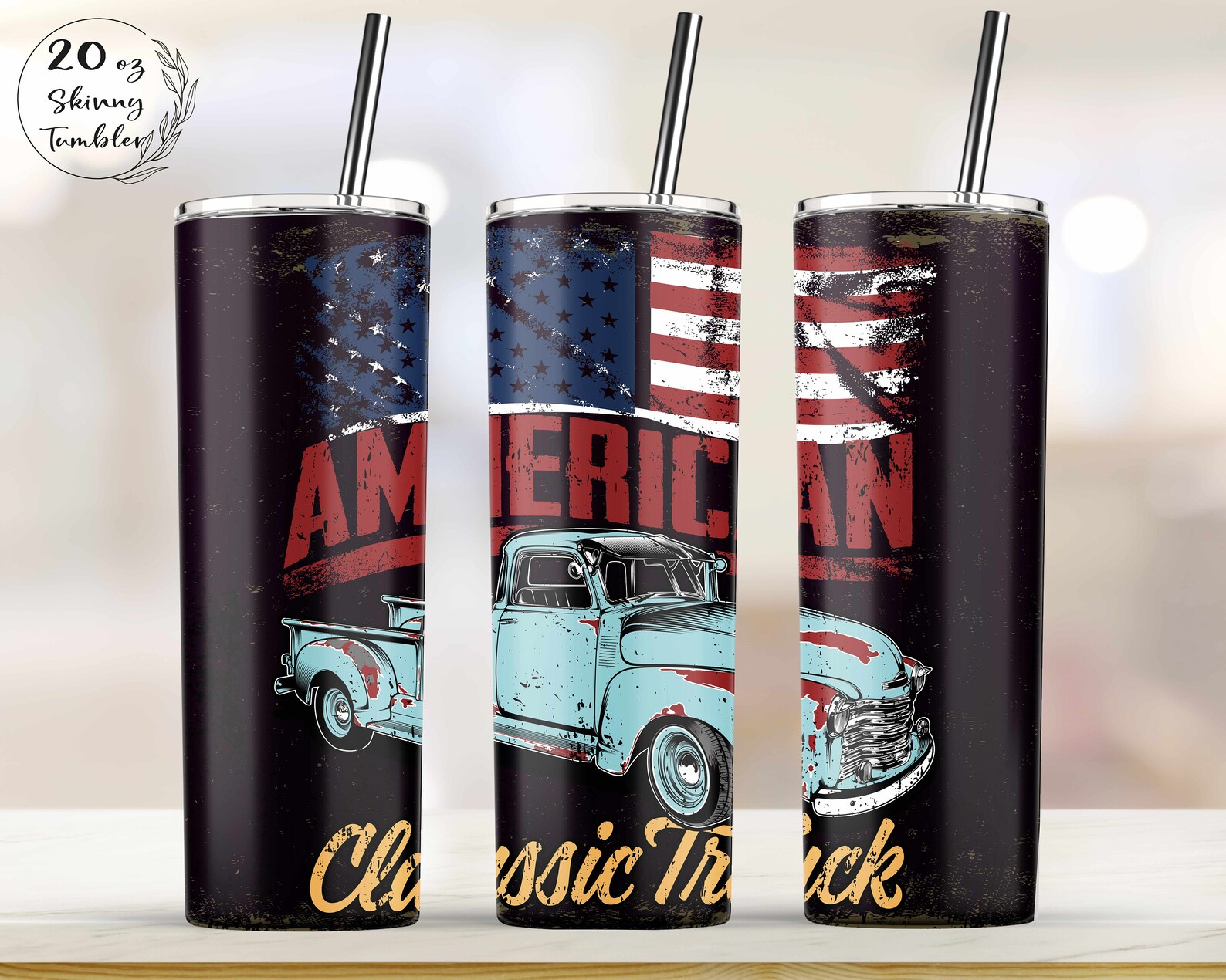 Classic Truck Tumbler Sublimation Designsfull Wrap 20oz Etsy