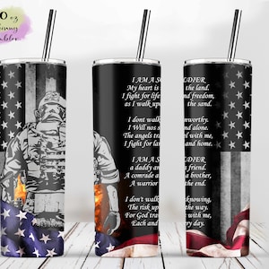 Soldier Army Military Tumbler, 20oz Skinny Sublimation Wrap Designs Template Marine Navy Special Forces, Veterans Day - PNG Digital Download