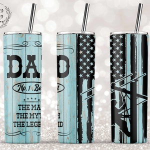 Lineman American Flag Wood Tumbler, 20oz Skinny Tumbler Sublimation Designs Straight Taper Tumbler Wrap Template - PNG File Digital Download