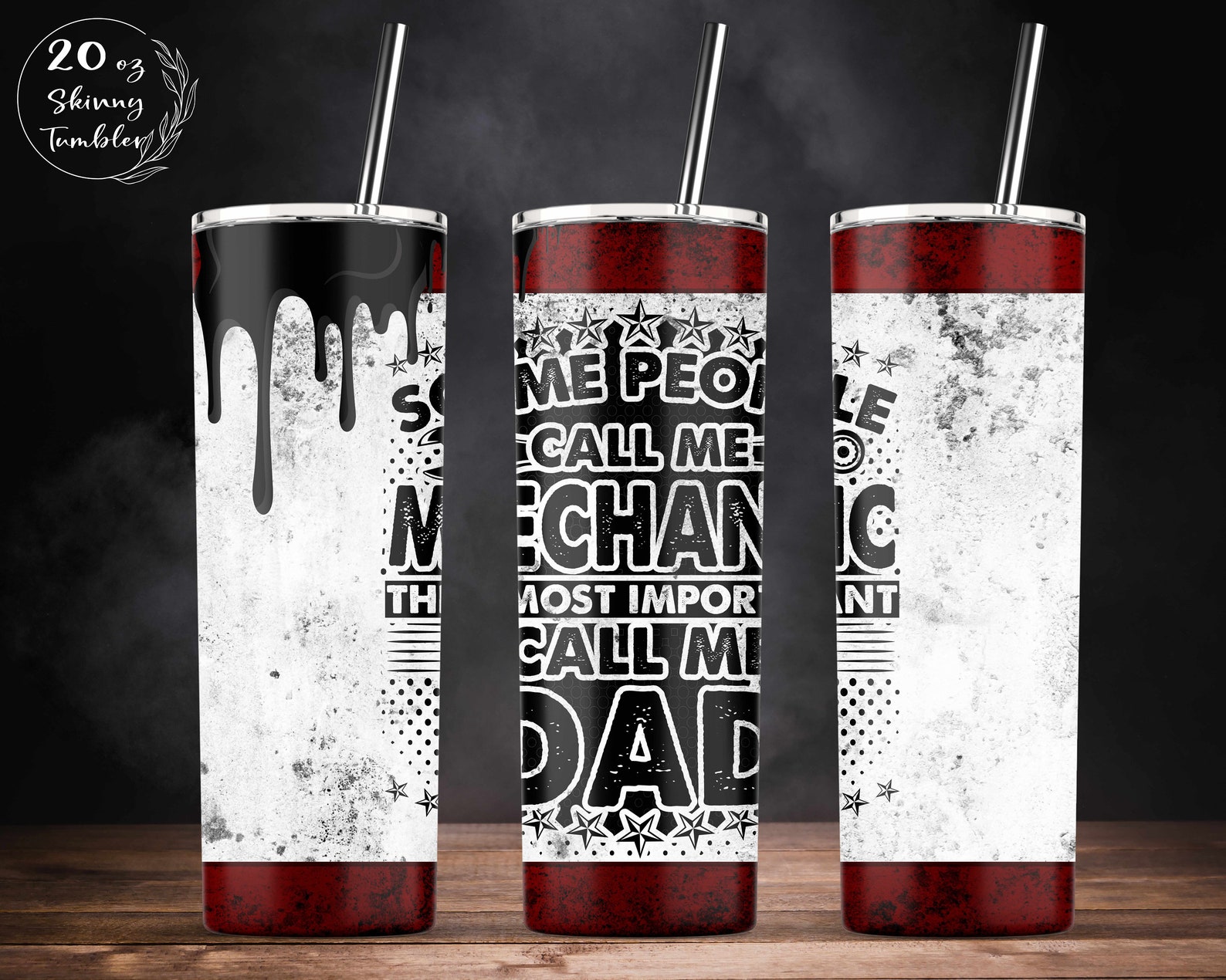 Grunge Mechanic Dad Tumbler Fathers Day Tumbler 20oz Skinny Etsy