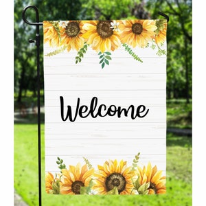 Welcome Sunflower Garden Flag Sublimation Design - PNG Digital Download