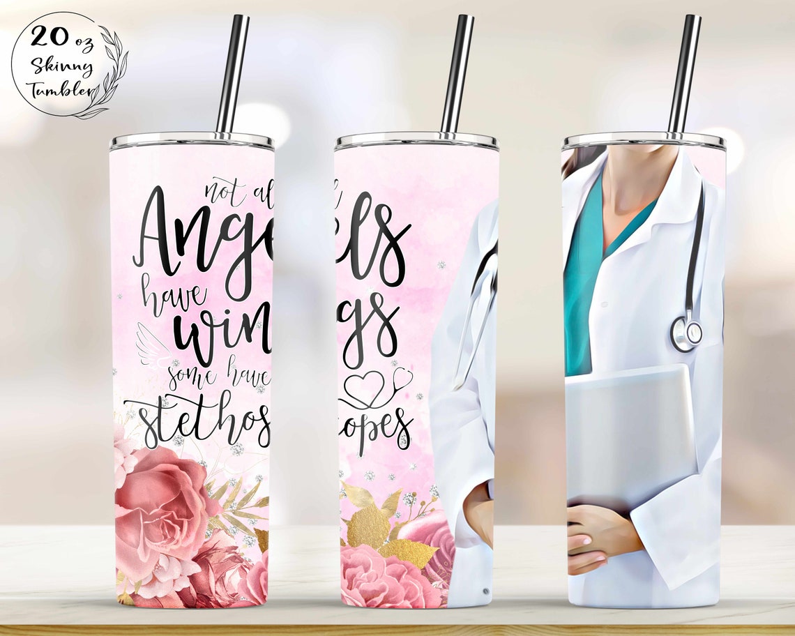 Floral Doctor Tumbler 20oz Skinny Tumbler Sublimation Design Etsy