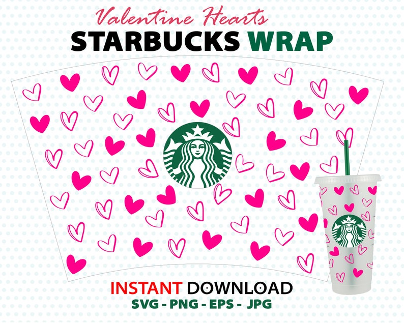 Download Valentines Starbucks Svg Digital Download Starbucks Hearts Svg Venti Cold Cup 24oz Valentine Hearts Wrap Svg For Starbucks Cup Art Collectibles Drawing Illustration Vadel Com