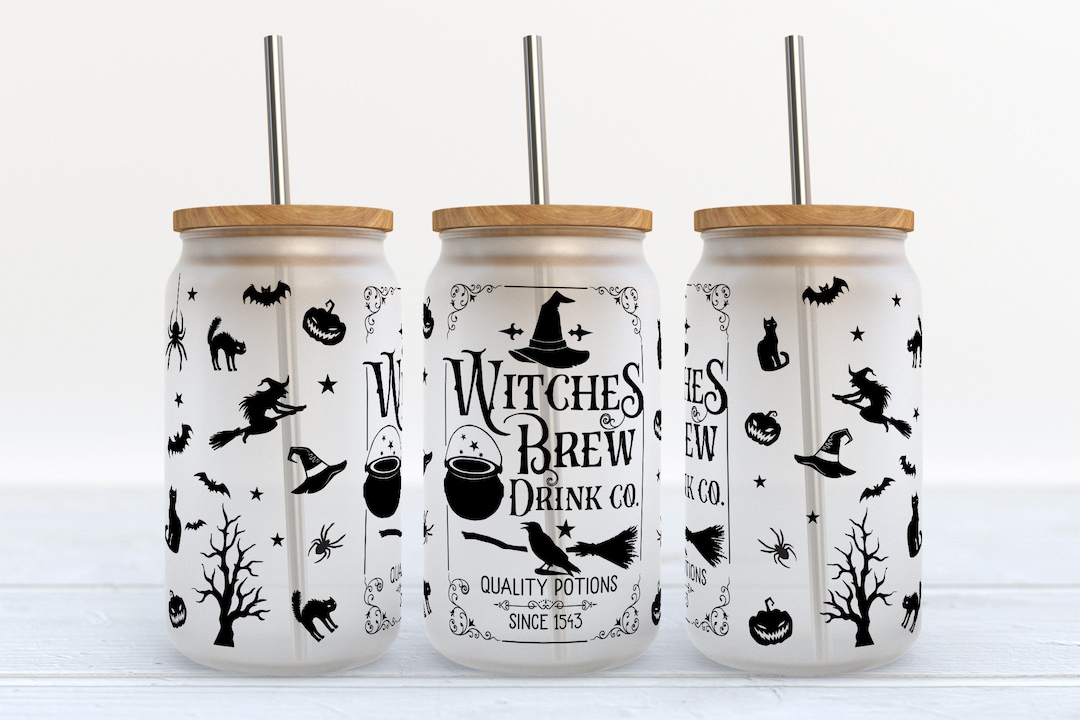 Witches Brew Halloween Drink Co 16 Oz Libbey Glass Can Tumbler ...