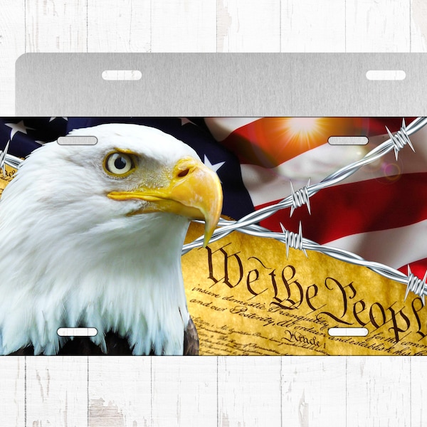 We The People American Flag with Eagle License Plate, Patriotic Plate Sublimation Design Template - Png Digital Download