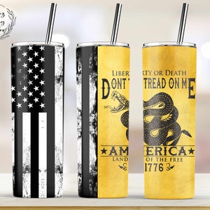 Dont Treten Sie auf mich, amerikanische Flagge, Gadsden Schlange, 20 Oz skinny Tumbler Sublimation Design Vorlage, gerade & Taper - PNG digitaler Download