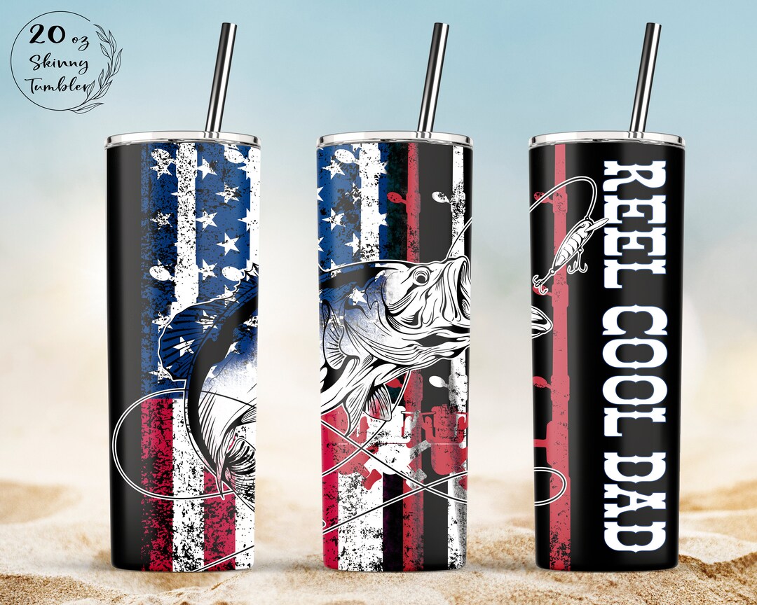 Reel Cool Dad Fishing Tumbler, 20oz Skinny Tumbler Sublimation Wrap ...