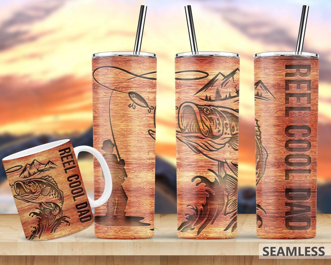 Fishing Reel Cool Dad Skinny Tumbler 20oz Wrap, Mug Template 11oz ...