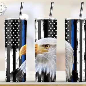 Terug de Blue Eagle Flag Sublimation Designs Downloads - Skinny Tumbler 20oz Design Police blauwe lijn, Cop Tumbler wrap, PNG Instant Download
