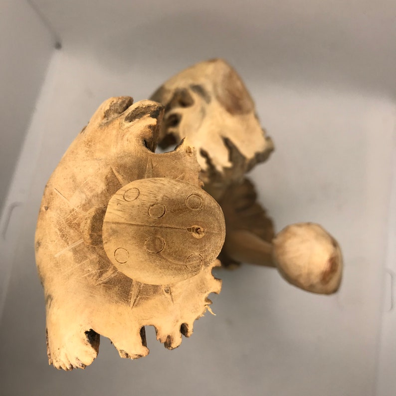 Hand Carved Parasite mushroom with lady bug