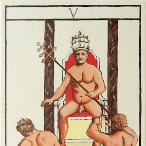 Le Pape, carte du Tarot divinatoire, the Hierophant peinture sur toile.