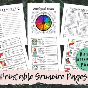Basisgids voor astrologie Afdrukbare Grimoire-pagina's, Boek der Schaduwen Astrologie voor beginners