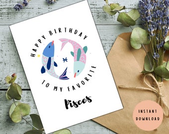 Zodiac Birthday Card Printable, Astrology Birthday Card