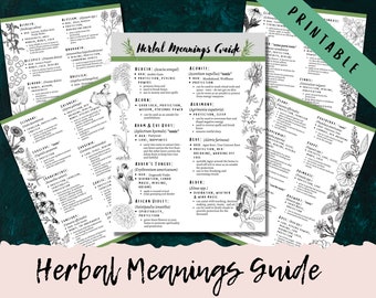 Herbal Magic Guide Printable Grimoire Pages, Wiccan Herbs Cheat Sheet for Book of Shadows