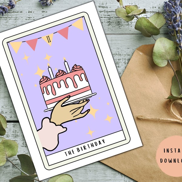 Tarot Birthday Card Printable, Witchy Birthday Card