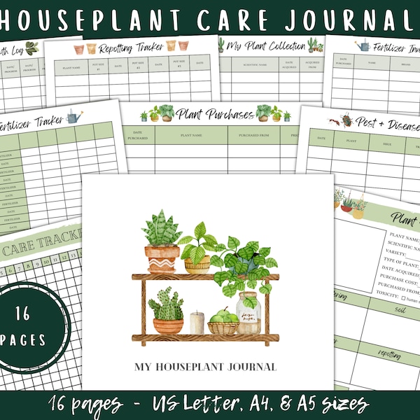 Journal des plantes d’intérieur imprimable - Suivi du planificateur de soins des plantes