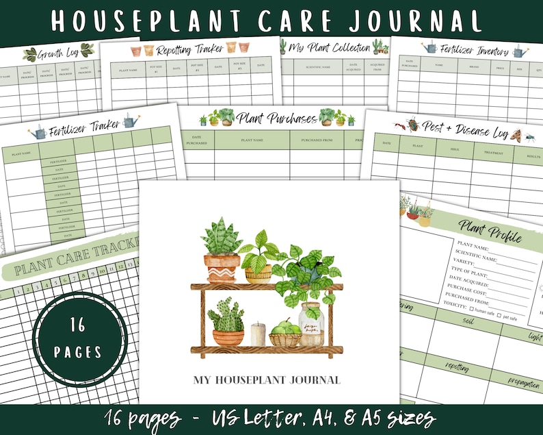 Houseplant Journal Printable - Plant Care Planner Tracker image 1