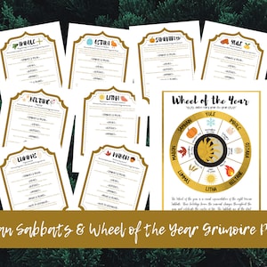 Wheel of the Year for Printable Grimoire Pages, Wiccan Sabbat Calendar Book of Shadows Guide