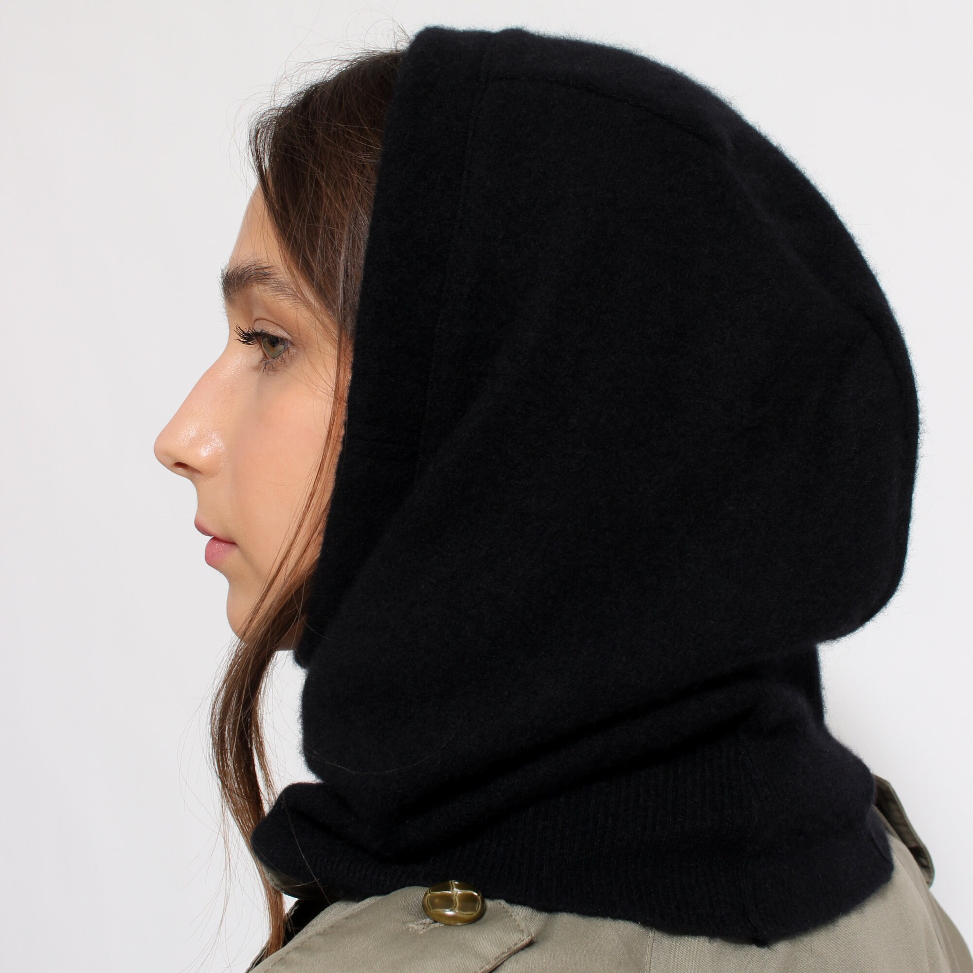 Pure Cashmere Balaclava Hood. Made From 100% Upcycled