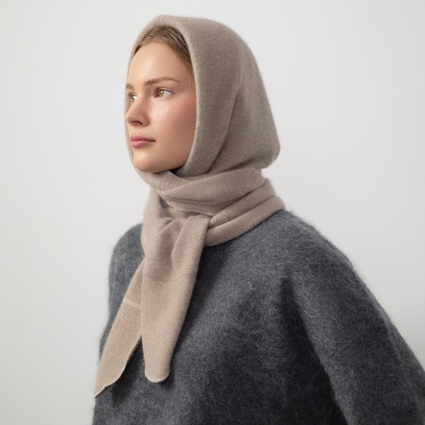 Sophie Hooded Scarf made from 100% Upcycled Cashmere, Warm Winter Snood, Soft Cowl Scarf, Eco-friendly Neck Warmer for Women