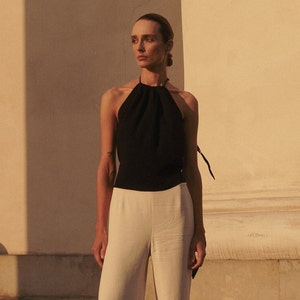Summer Upcycled Silk Top, Backless Top, Luxury Pure Silk, Natural Satin Silk