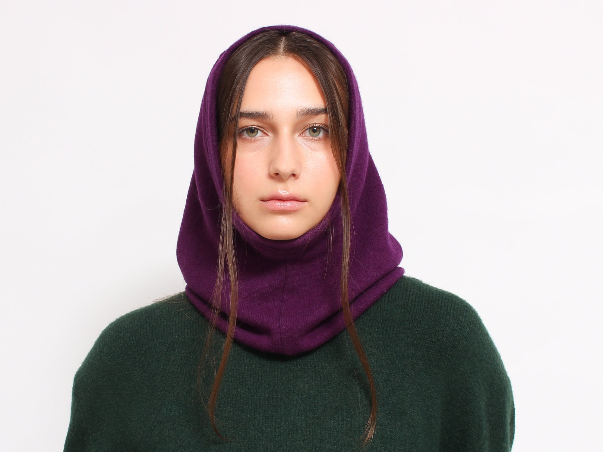 Pure Cashmere Balaclava Hood. Made From 100% Upcycled