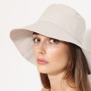 Linen & Silk sun hat / Summer panama hat / Wide brim hat / Linen summer hat / Beach panama hat / Linen hat / Womens linen sun hat