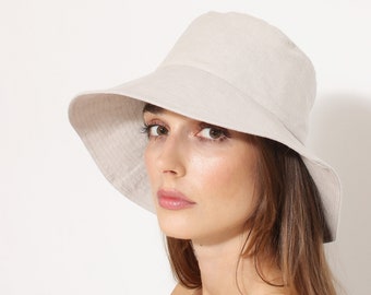 Linen & Silk sun hat / Summer panama hat / Wide brim hat / Linen summer hat / Beach panama hat / Linen hat / Womens linen sun hat