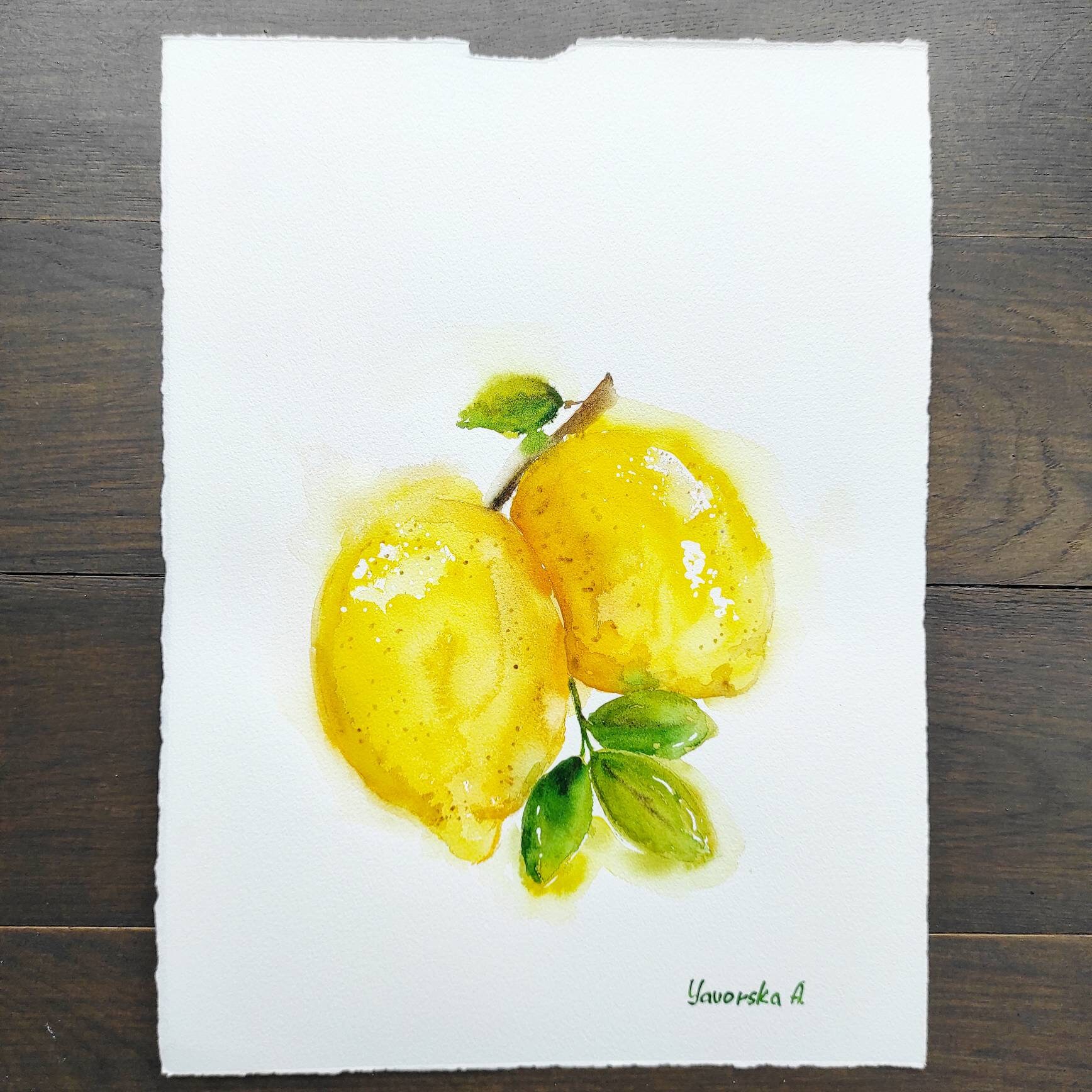 Aquarell Zitrone. Gelber Zitrus. Aquarell OriginalGemälde. | Etsy