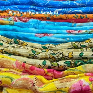 Indian Vintage Art Silk Saree Long Floral Printed Ethnic Culture Saree 6 Yard Women&#39;s Decorative Traditional Art Silk Sari