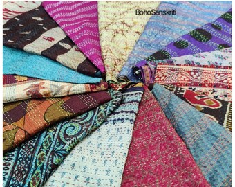 Großhandelslose indische Kantha Art Silk Vintage Schal handgemachte Schal für Muttertag und Rückgabe Geschenke