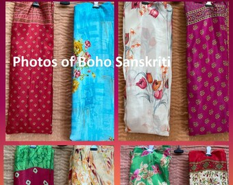 Vintage Art Silk Sari Fabric, 6 Yards, Crafting Sewing Material