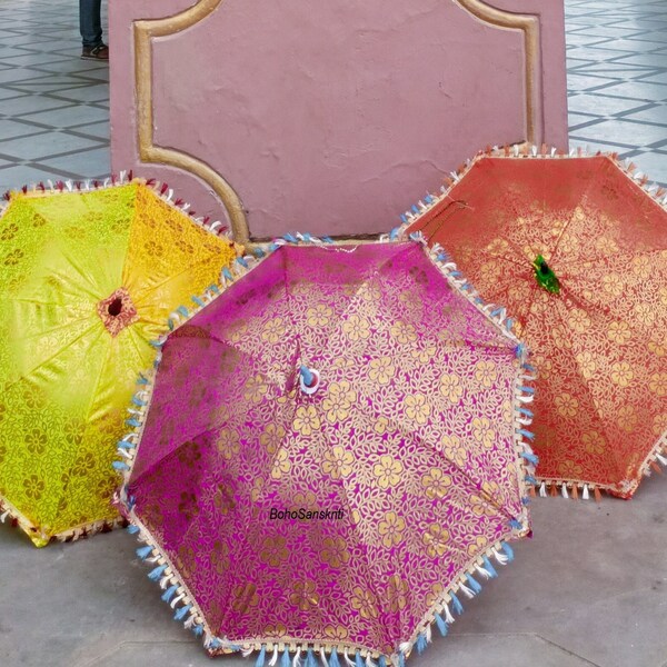 Wholesale 5 PC Lot Traditional Indian Designer Umbrellas Handmade Colorful Parasol Ethnic Mehndi Parasols Decor Umbrella