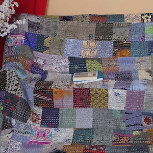 Bohemian Patchwork Quilt Kantha Quilt Handmade Vintage Quilts Boho King Size Bedding Throw Blanket Bedspread Quilting Hippie Quilts For Sale