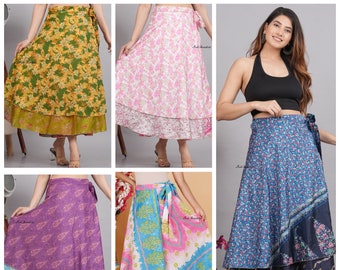 Indian Vintage handmade Silk Wrap Skirts Wholesale Lot (Assorted Colors)