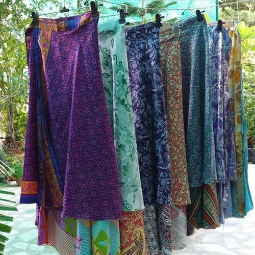 Sari Silk Wrap Skirt Reversible Layer Indian Vintage Handmade - Etsy