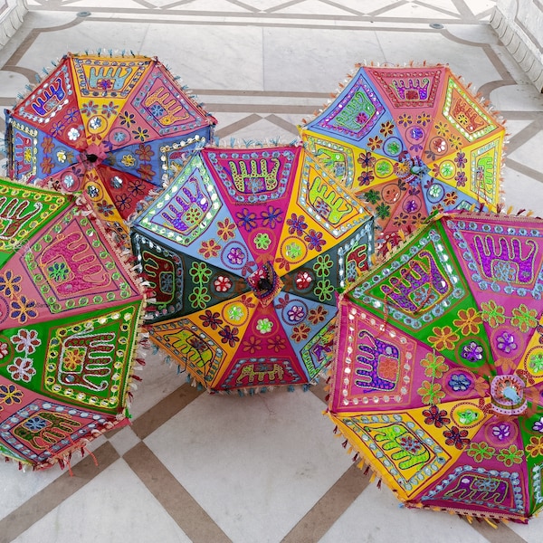 Wholesale Lot Of Indian Vintage Elephant Design Decorative Umbrella Sun Parasol Wedding Birthday Party Decoration Lot Of Umbrella