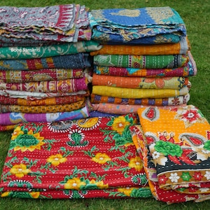 Wholesale Lot Of Vintage Indian Kantha Quilt Handmade Throw Reversible Blanket Bedspread Cotton Fabric BOHEMIAN quilts for sale