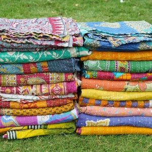 Aazon.co: 1 Pieces Sale Tribal Red Kantha Quilts Vintage Cotton Throw