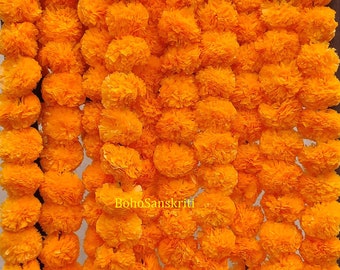 Artificial Marigold Garland Flowers Indian Wedding Decoritve Flower Garland Pooja Decor Diwali Decoration Event Party Backdrop Garlands