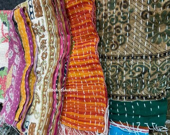 Hand stitched kantha bandana set boho scarf eco friendly kantha scarves