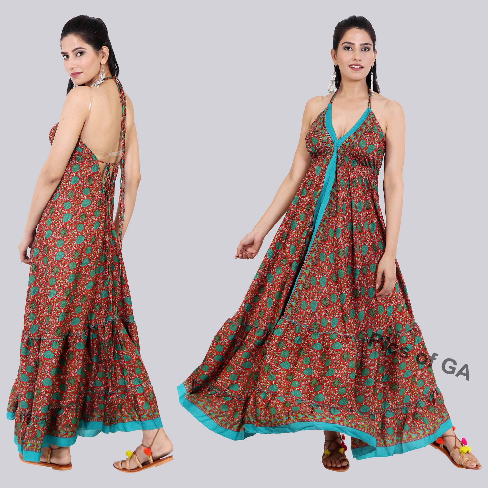 5 pc lot indian Backless silk halter long dress goddess summer | Etsy
