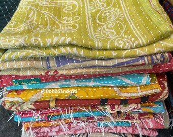 Kantha work bandana scarf set cotton scarf reversible handmade scarves gift for her